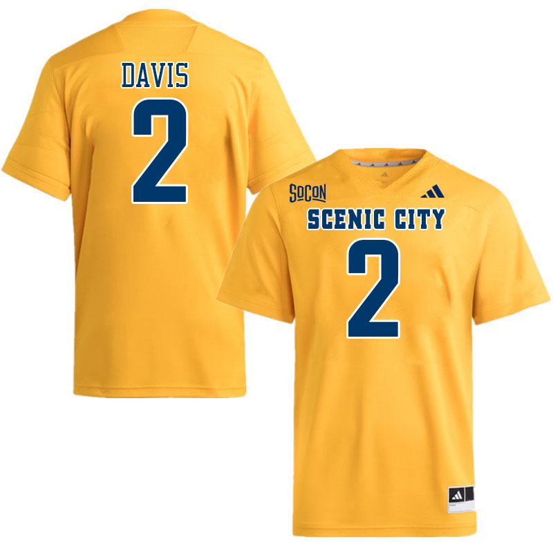 Chattanooga Mocs #2 Reggie Davis College Football Jerseys,Uniforms Stitched-Gold